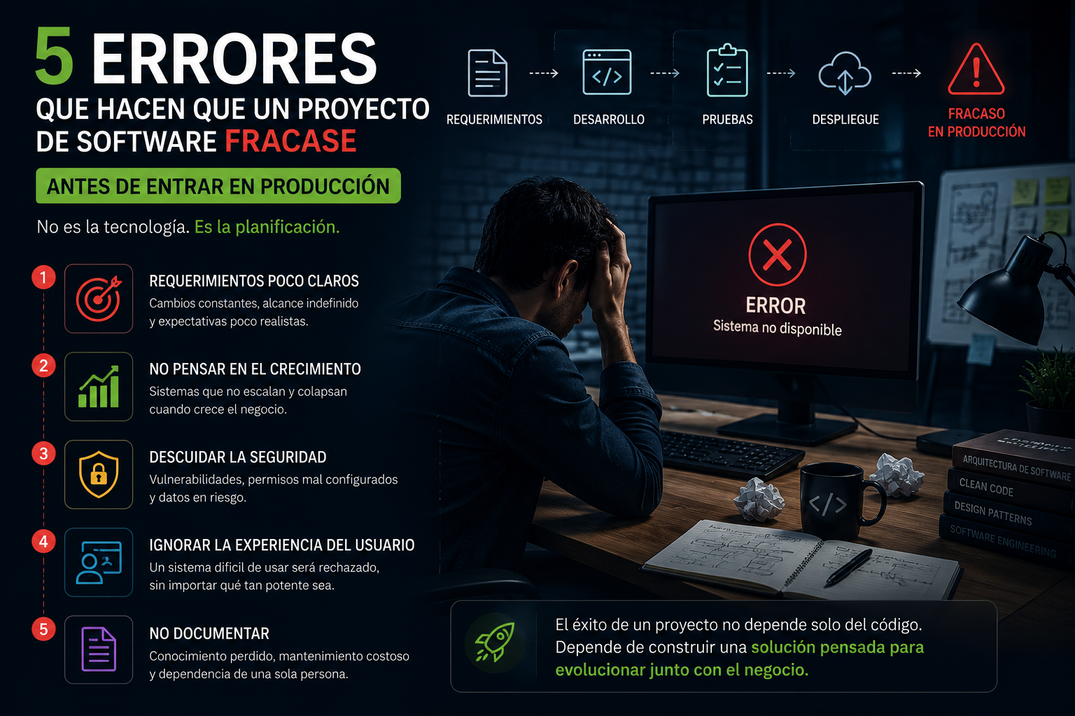 Cinco errores que hacen que un proyecto de software